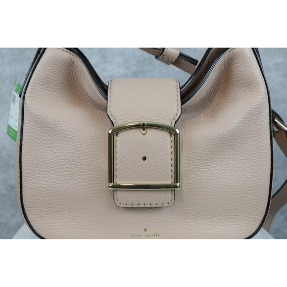 Kate Spade Buckle Small Hobo Shoulder Bag‎ Dusty Pink Leather Satchel Purse - Picture 3 of 9